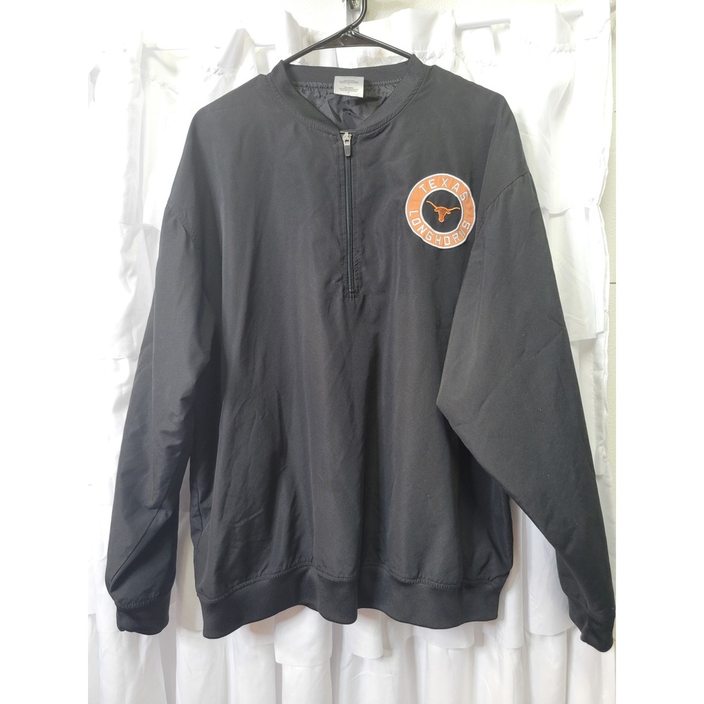 Hanes Texas Longhorns Zip Windbreaker Jacket Mens Large Black NCAA Pullover 1502